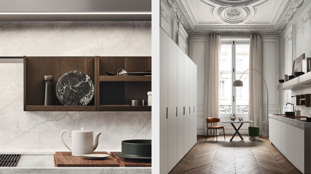 Аксессуары между столешницей и настенным блоком