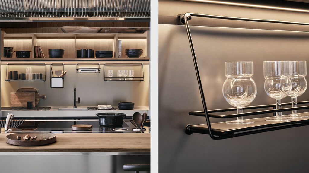 Аксессуары между столешницей и настенным блоком