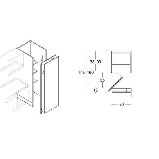 ВЫСОТА БЛОКА С ПРОХОДОМ H 198-222 см